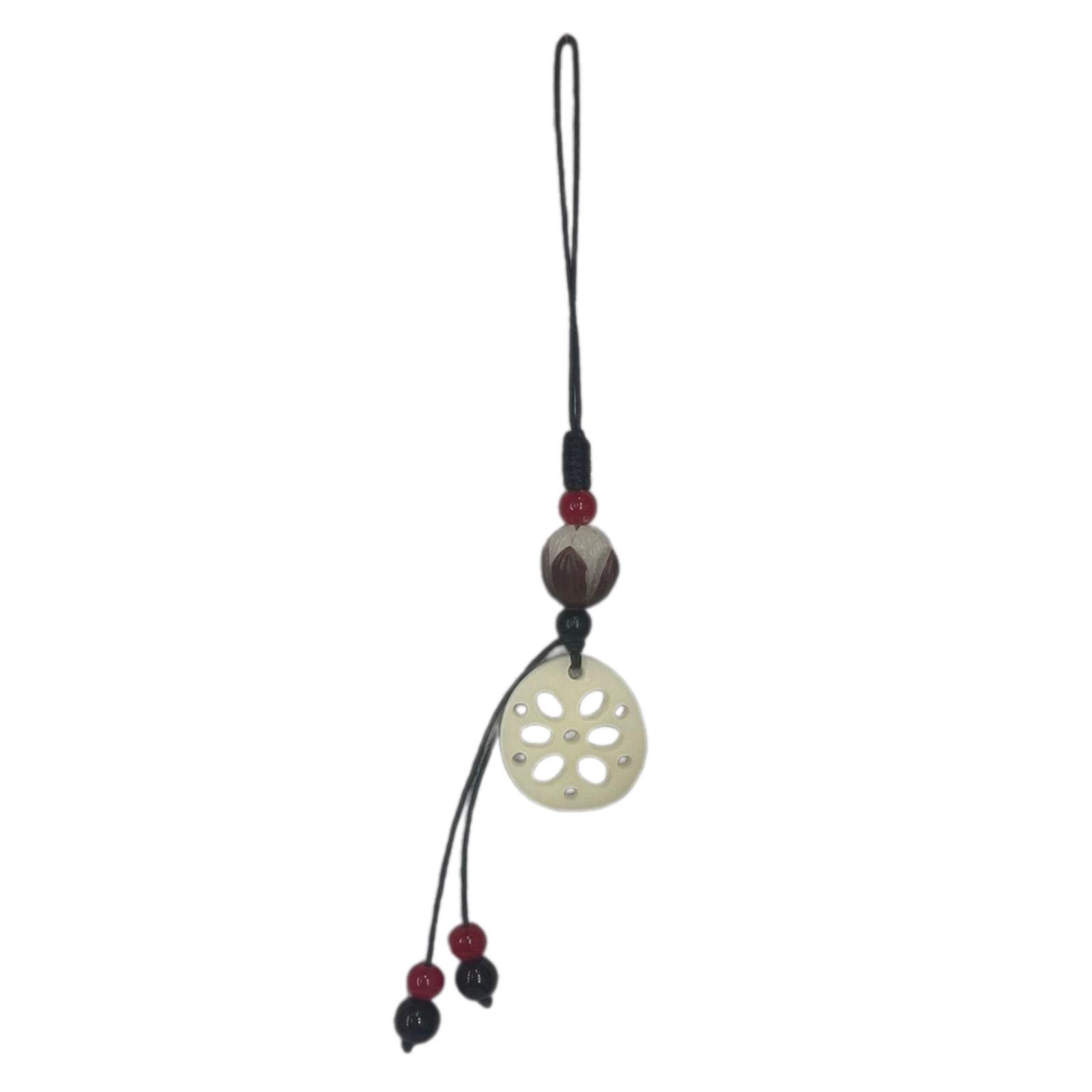 

Подвеска из корня лотоса в китайском стиле, бисерное подвесное украшение, аксессуар для ювелирных изделий ручной работы для ключа от машины, украшение для ханьфу чёрный