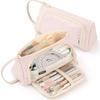 Durable Large Capacity Pencil Case, Pencil Case with Multifunctional Compartments, Pens Case Bag for Student Stationery Girls (Cream-Pink)