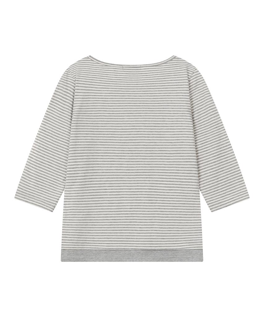 BAUF Melody Boat Neck 3/4 T-Shirt [Stripe Gray]