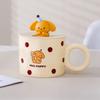 Cartoon Cute Cup for Girls Ceramic Mug Couple Water Cup for Home Office Breakfast Cup with Lid Spoon