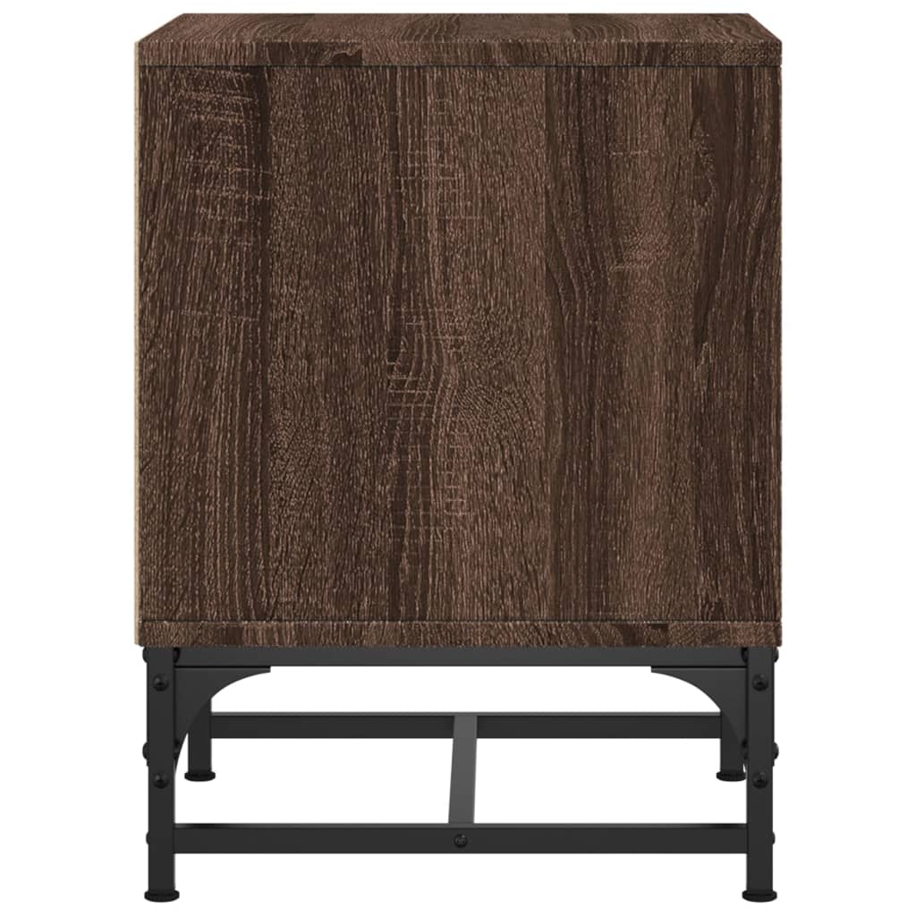 Nightstands with Glass Doors 2 Pcs Brown Oak Effect 35 X 37 X 50 Cm