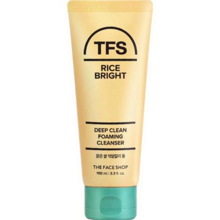 The Face Shop Rice Bright Deep Clean Foaming Cleanser 100 Ml/ Deep Cleansing, Moisturizing, Korean Cosmetics, Kbeauty