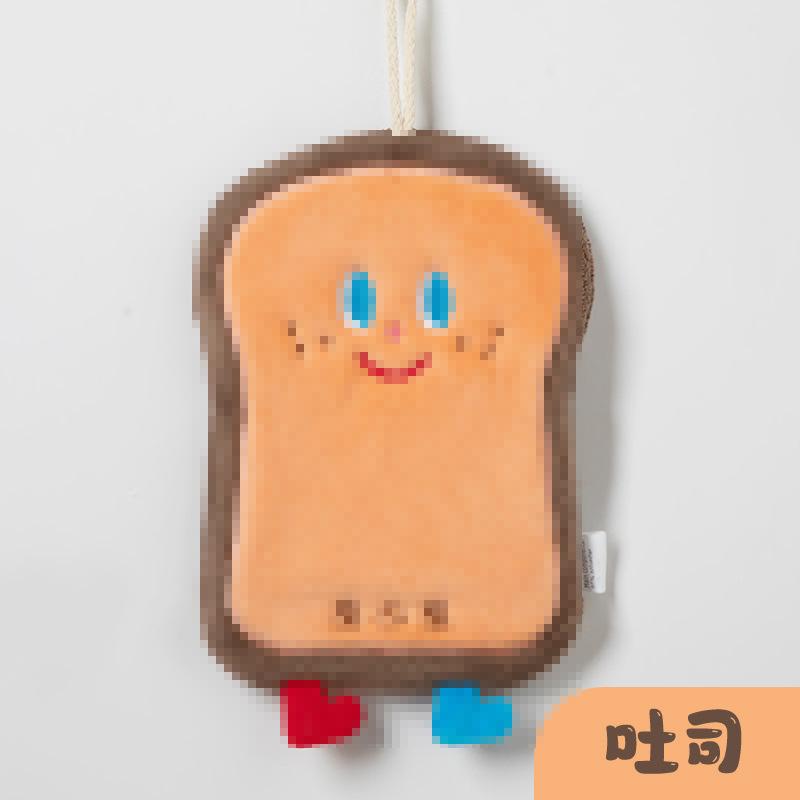 Cute coral fleece cartoon bread cheese hand towel hanging towel soft absorbent bathroom kitchen no hair loss