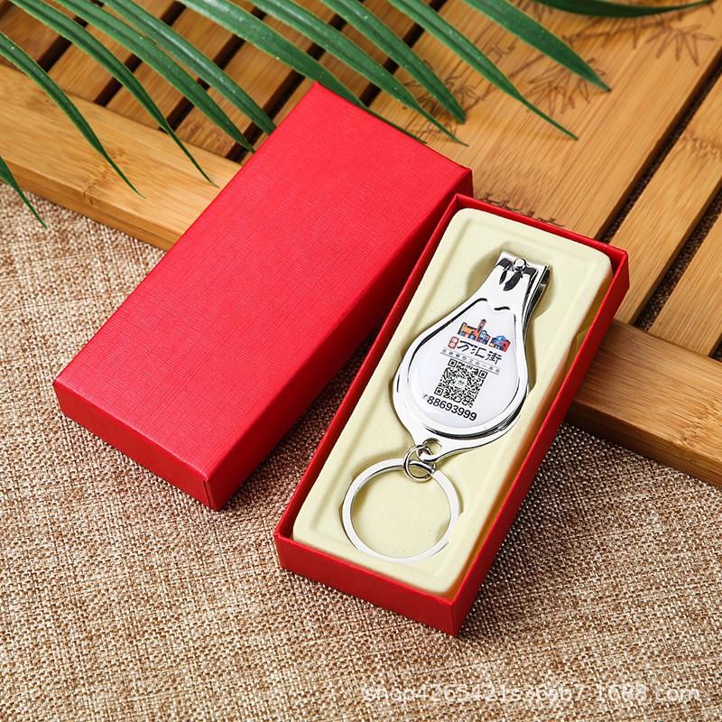 Custom Logo Stainless Steel 3 In 1 Nail Clipper Bottle Opener Keychain Multifunction Keychain for Company Gift