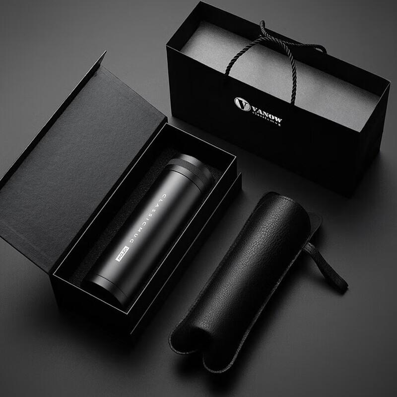 Vanow Plaid Leather Lid 500ml Tea Thermos