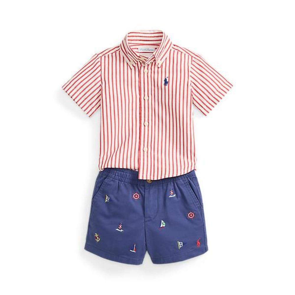 Polo Ralph Lauren Baby Boy Stripe Poplin Shirt And Embroidered Shirt 12M