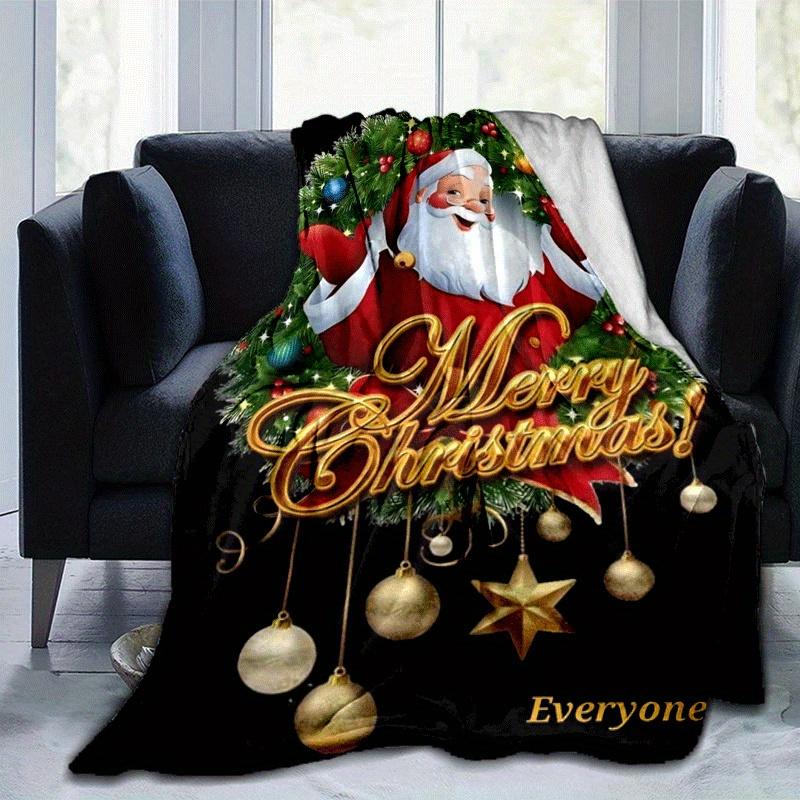 

1pc Santa Claus Printing Lightweight Flannel Blanket, Comfortable and Warm Blanket, for Camping Sofa Bed and Couch Office, Gift Blankets in All 100x150cm