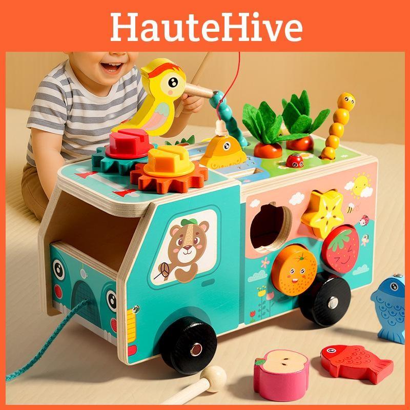 Farm Wooden Car Radish Shaped Matching Toys For Children Early Education Gift