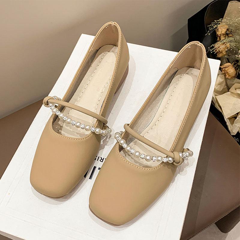 

Single shoes women s new with skirt spring French soft sole low heel bridesmaid spring Mary Jane women s shoes small leather shoes 40 хаки