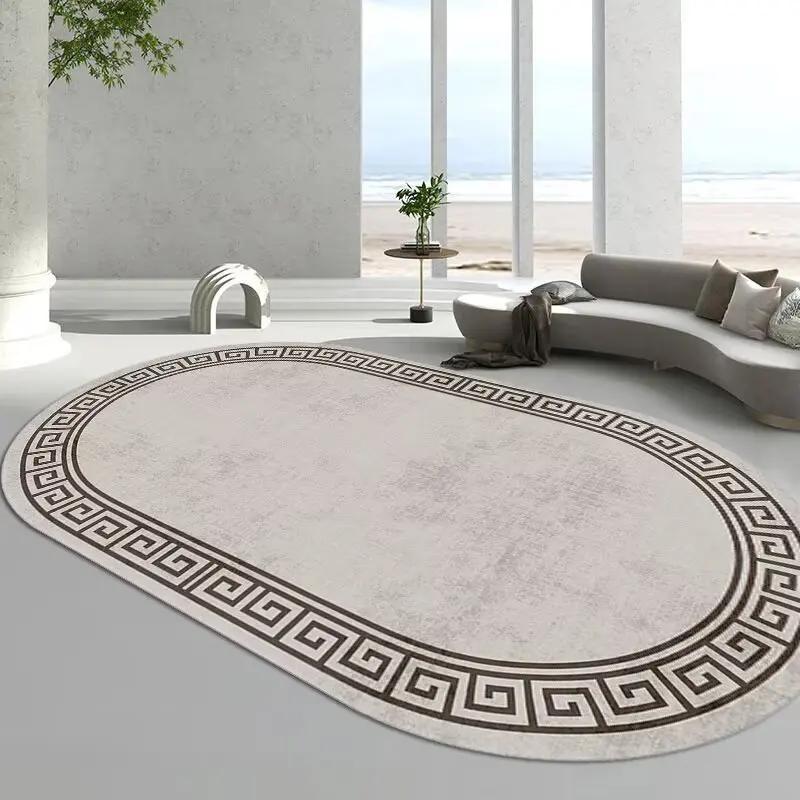 Овальный ковер для роскошной гостиной, украшение дома, простые большие ковры для дивана и стола, моющиеся коврики для спальни, прикроватные, напольные, мягкие коврики 60x90cm