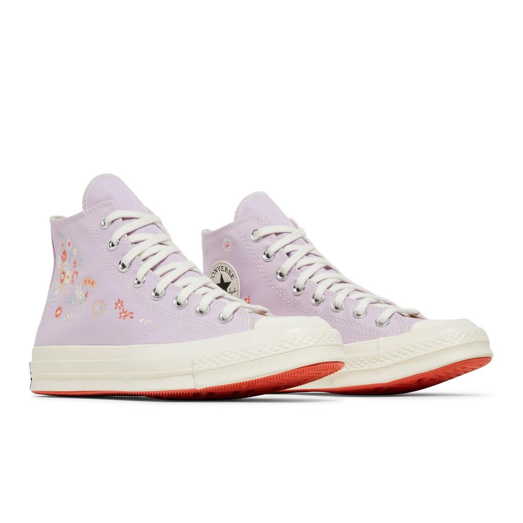 Converse Womens Chuck 70 High 'Embroidered Floral Print - Pale Amethyst' (women's sizes) Pale Amethyst / Multi / Egret Canvas Shoes A01584C