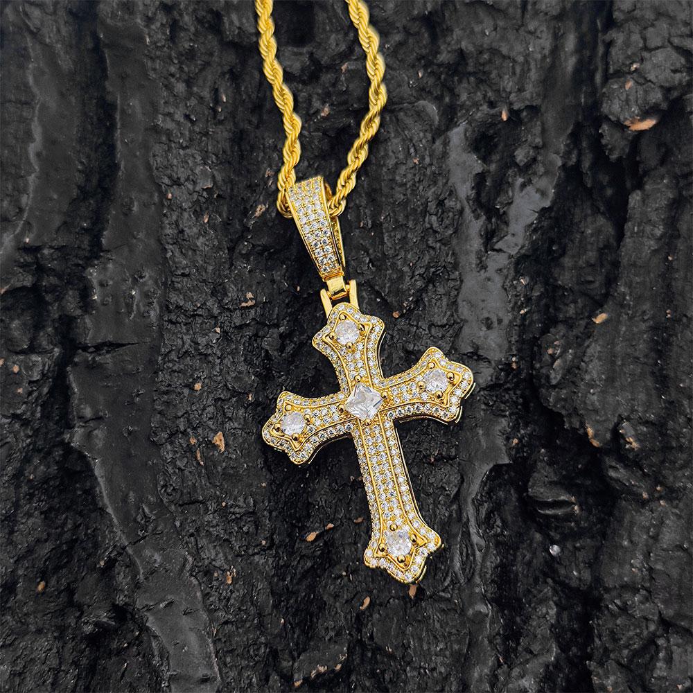 New Arrival Hip Hop Jewelry Full Pave Cross Pendant Necklace Women Christian Cross Charm Ornament Gift Drop Shipping