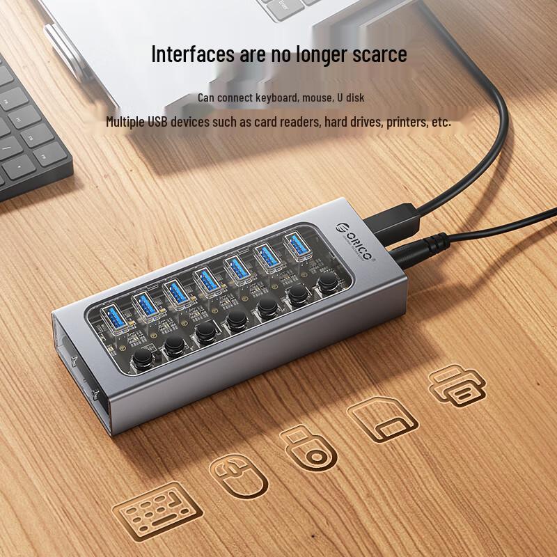 ORICO Industrial USB 3.0 Hub: 10-Port High-Speed Multi-Port Expander & Charger