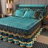 1pcs Luxurious European Quilted Crystal Velvet Bed Skirt Set with Lace Trim - Warm, Thick,1 Bed Skirt