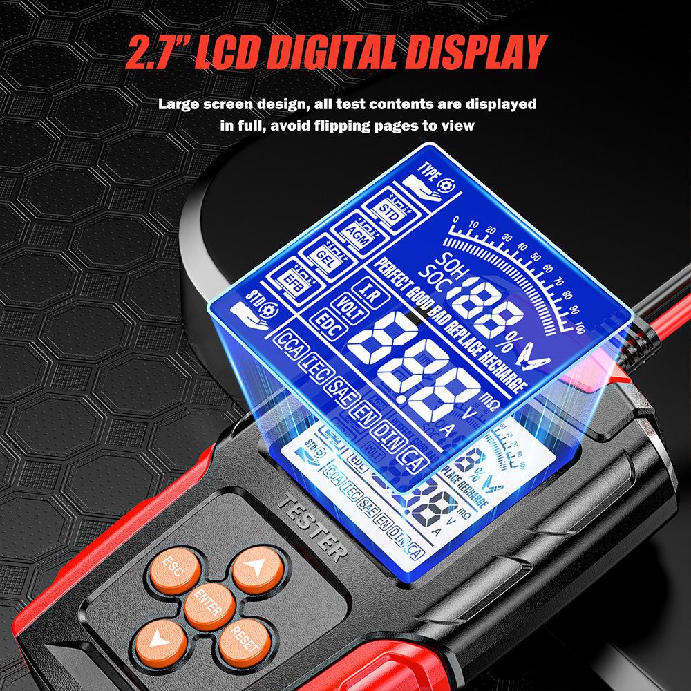 Digital Car Battery Analyzer Diagnostic Tool CCA Tester Internal Resistance Charging Scanner for 12V 24V Batteries
