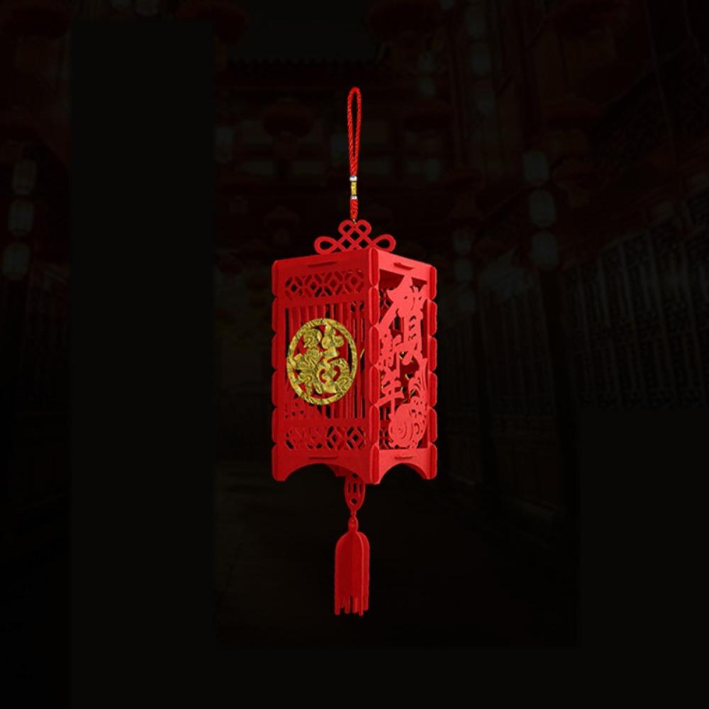 DIY Felt Red Lantern 3D FU Character Lantern Decorative Spring Festival Lantern  New Year