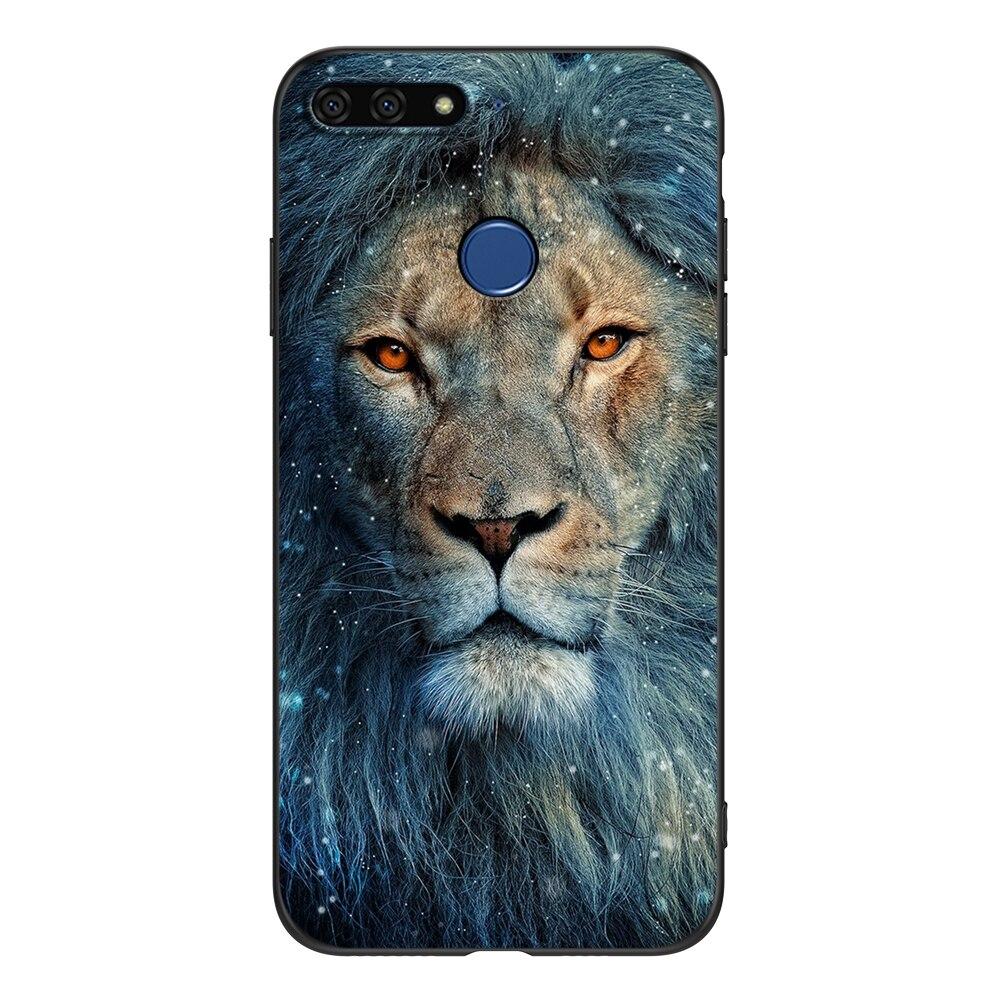 For Honor 7C 5.7 Inch Case Soft Back Cover Phone Case For Huawei Honor 7c Aum-L41 Silicon Black Tpu Case Lion Wolf Tiger Dragon