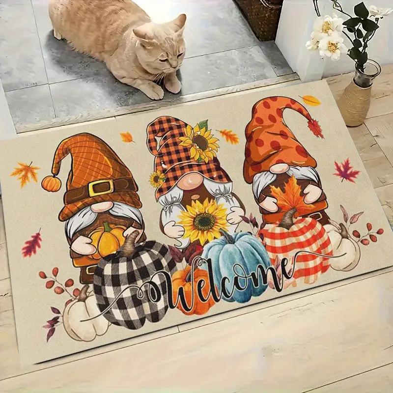 Welcome Gnomes Doormat Kitchen Carpet Living Room Dining Room Laundry Floor Mat Bath Balcony Hallway Non-slip Door Mat