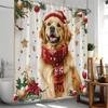 Christmas Shower Curtain Dogs with Xmas Hat Winter Holiday Red Truck Pine Tree Snow Scenery Bathtub Decor Polyester Bath Curtain