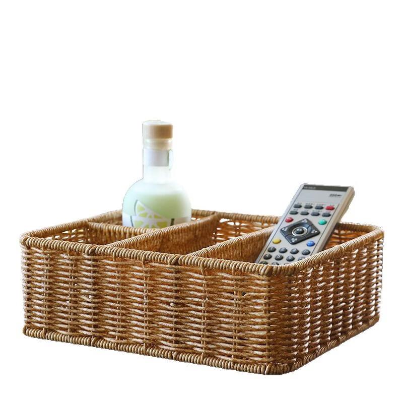 Imitation Rattan Desktop Organizer Box