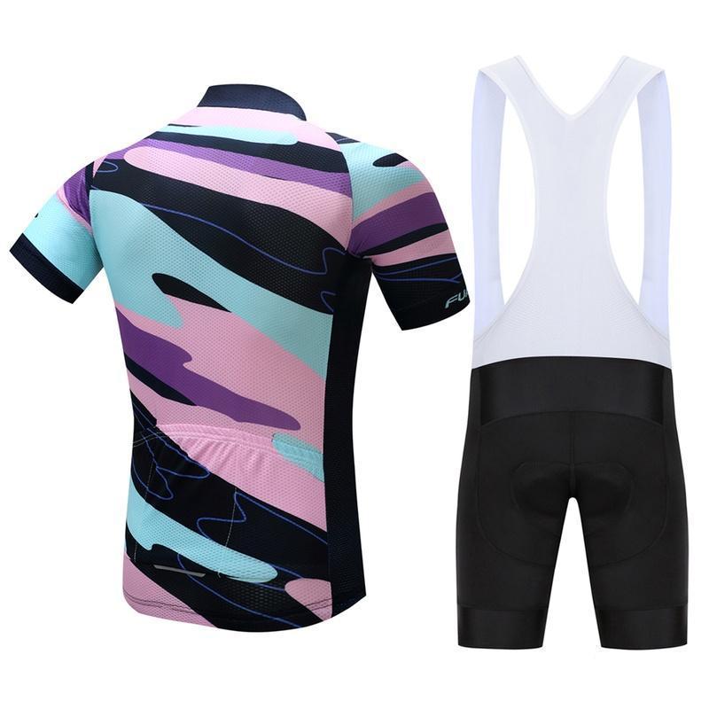 Summer Short Riding Bicycle Cycling Clothing Set Men Sport Jerseys Suits White Bib Pants Bicycle Clothes