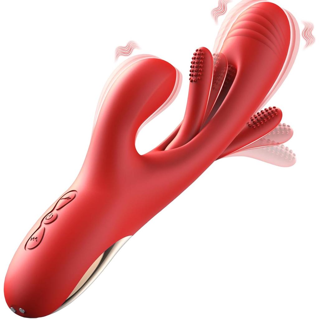 Dildo Rabbit Sex Toys G Spot Vibrator Massager for Women Clitoral Nipple Stimulation, 3 In 1 Sex Toys with 14 Vibration 7 Tongue Licking Flapping