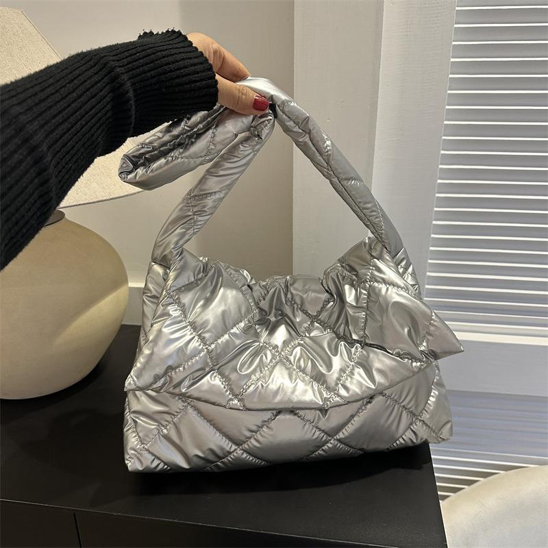

Космическая хлопковая дизайнерская сумка через плечо, зимняя роскошная женская сумка-тоут с пуховой подкладкой, женская стеганая сумка большой вместимости, сумка-шоппер