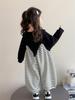 Autumn 2025 Striped Overalls & Sweatshirt Set for Girls – Fashionable Two-Piece Outfit for Spring and Autumn