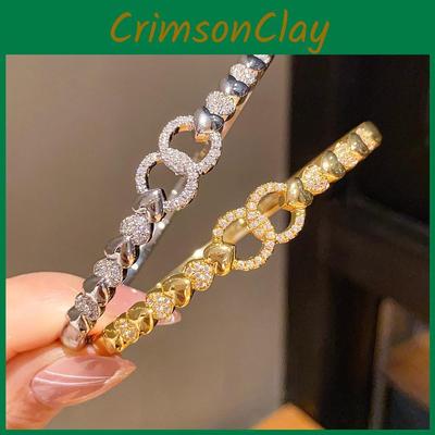Light Luxury Zircon Gold Plated Bracelet For Women With Heart Shape Design