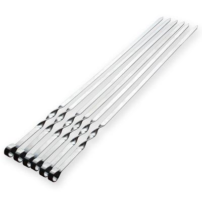 Lot de 6 brochettes de barbecue en acier inoxydable, larges bâtons, fourchette plate, ustensiles de camping, pique-nique, accessoires de cuisine