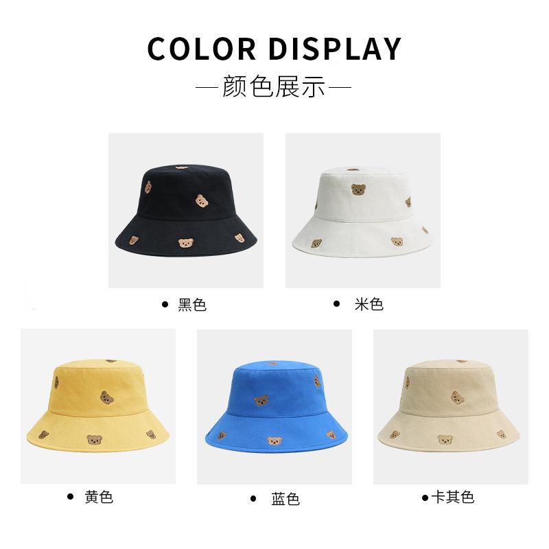 Bear Embroidery Fisherman'S Hat Children Spring And Summer Travel Sun Protection Sun Hat Casual Versatile Sun Hat Embroidery Design