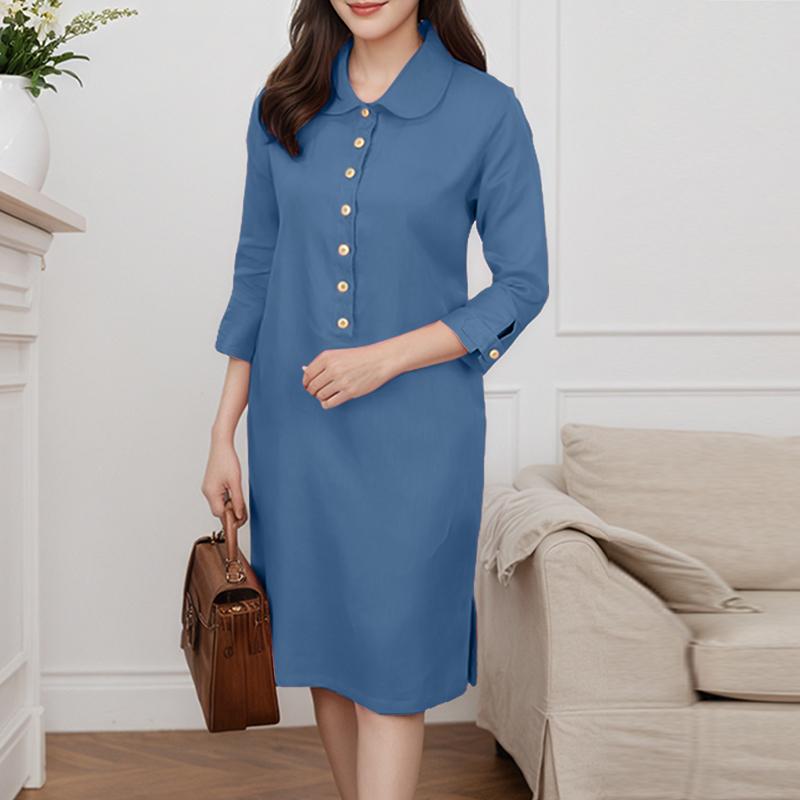 ZANZEA Rochie Casual de Vară pentru Femei cu Guler Revers și Mâneci 3/4