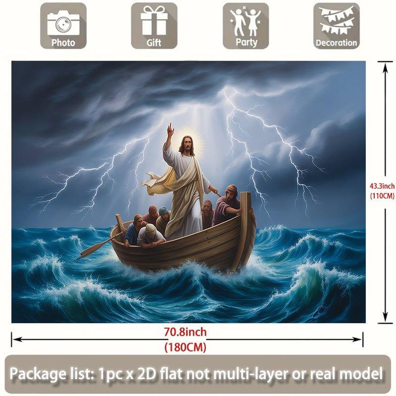2D flat banner, 1 piece per pack. Jesus calms the storm on the Sea of Galilee. Suitable for events and weddings.zyc