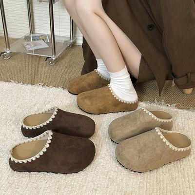 Boken Slippers Women's Outerwear 2025 New Autumn Super Fire Retro Versatile Lazy One Pedal Lace Bag Head Half Drag