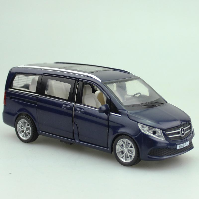 

1/32 Benz V260 Alloy MPV Модель автомобиля Литые металлические игрушечные транспортные средства Высокая имитация Коллекция Звук и свет для детских игрушек Подарки Scale 1:32-16*5.6*5.1cm темно-синий