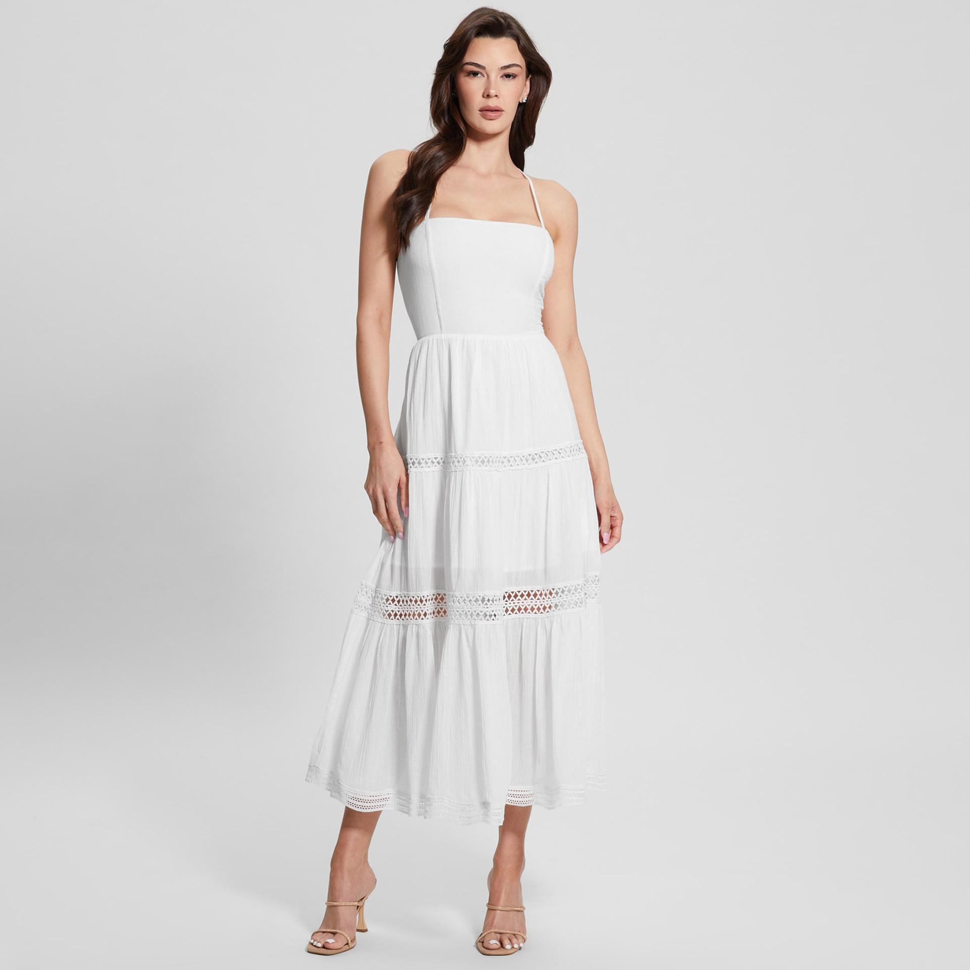European One-Shoulder Backless Lace-Up Spaghetti Strap Formal Dress Plus Size Small белый