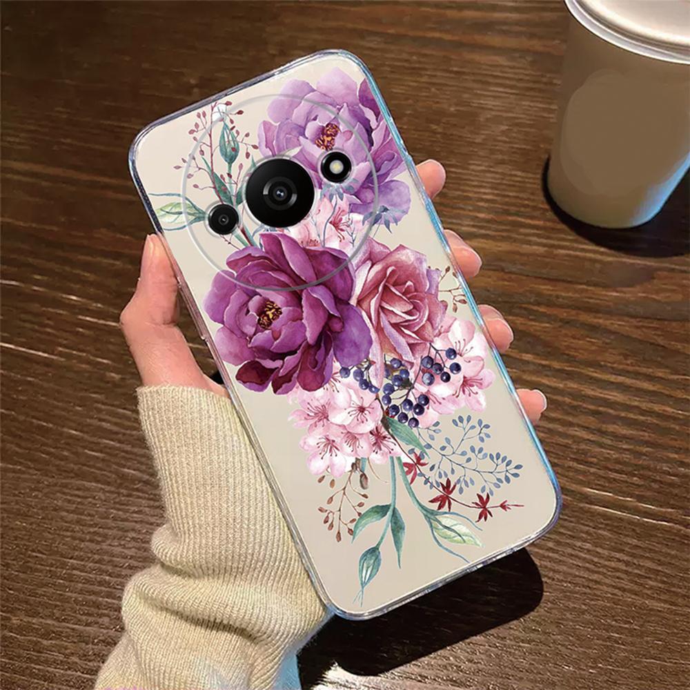 Rose Flower Oil Painting Pearl Phone Case Transparent Clear For Xiaomi Redmi A3 A1 A2 Plus A5 A3X Cover Silicone RedmiA3 6.71"