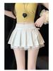 Sweet Pleated A-Line Mini Skirt with Lace Patchwork, High-Waisted and Anti-Exposure, 2025 Summer Collection