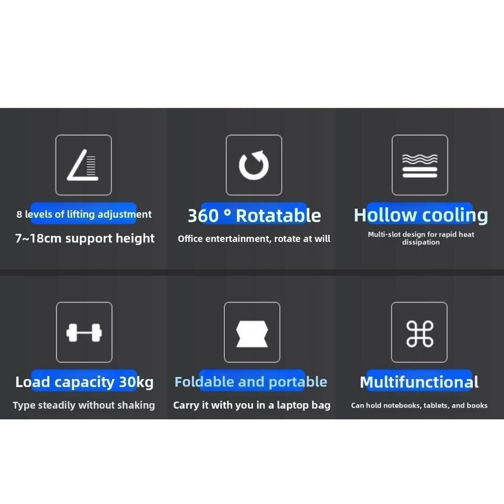 Folding Bracket Laptop Cooling Bracket Black White Notebook Computer Holder  Lifting Function