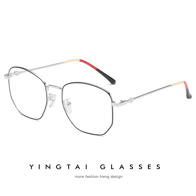Style Retro Metal Glasses Frame With Blue Light Blocking For Fashion Commuting