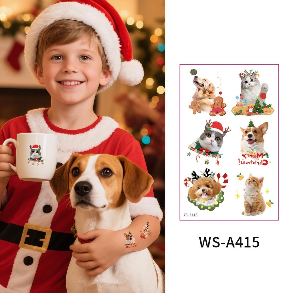 Christmas Tattoo Stickers for Pets, DIY Decor, Guitar & Water Cup