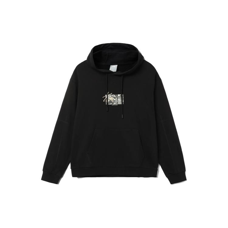Li Ning Sports Fashion Collection Sweatshirts Unisex Black Hooded Moderate Regular AWDR471-3