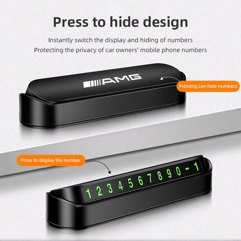 Car Hidden Temporary Parking Plate Fluorescen Phone Number Plate For Mercedes Benz AMG W205 W204 W206 W213 W212 W211 W222 W221 W