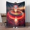 Cozy Throw Blanket Bayern Munich Allianz Arena Glowing Red Stadium Night Crest Light Beam City Skyline Dramatic Sports Art Gift