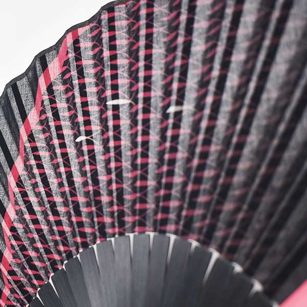 Kimono Fabric Fan and Fan Case Matte Dyed Fish Gradient 22cm [Stylish Iroha] Men's Fan, Set, Finish, Rib, Design, (Red)
