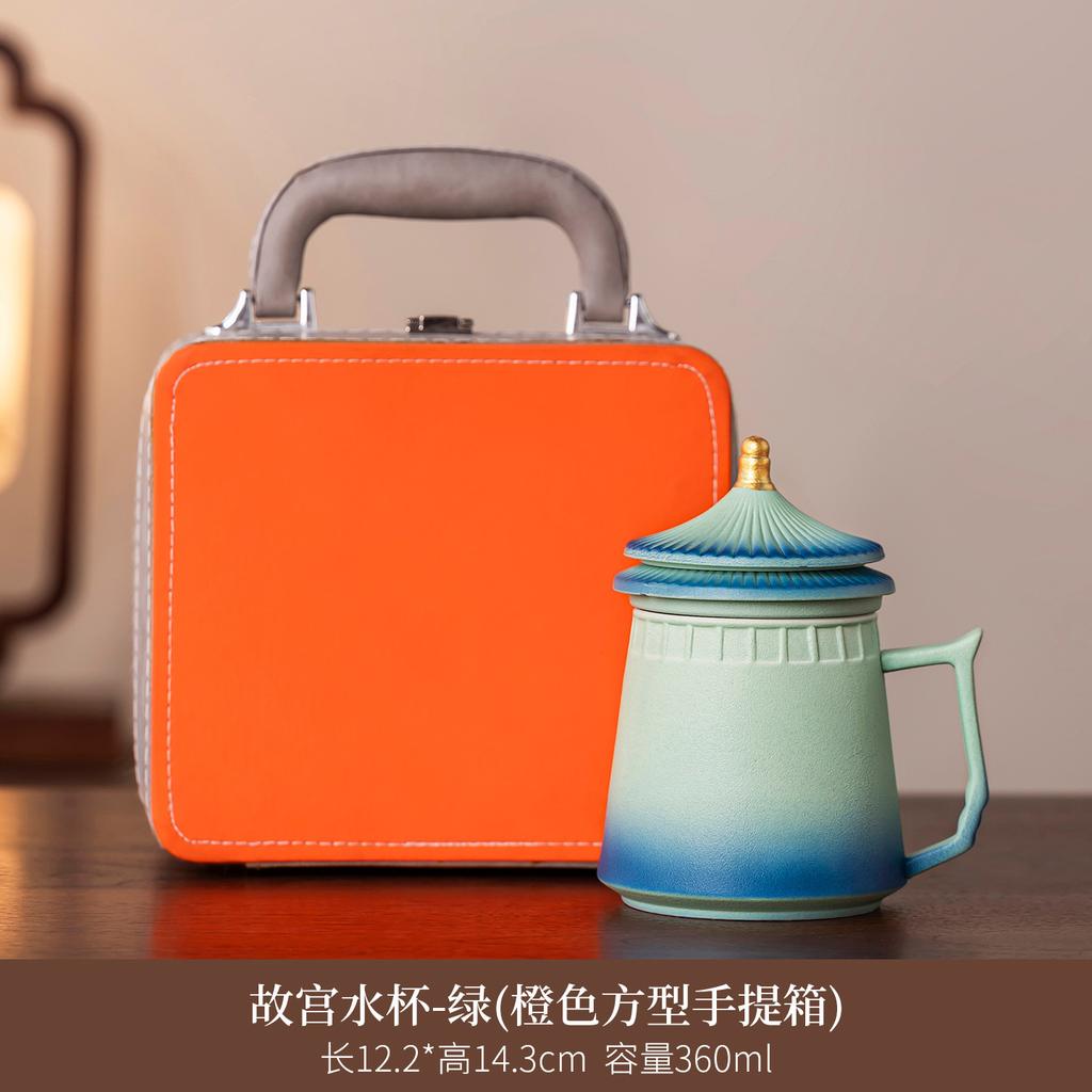 New Chinese-style Forbidden City drinking cup high-value ceramic cup home office teacup with lid personal tea set