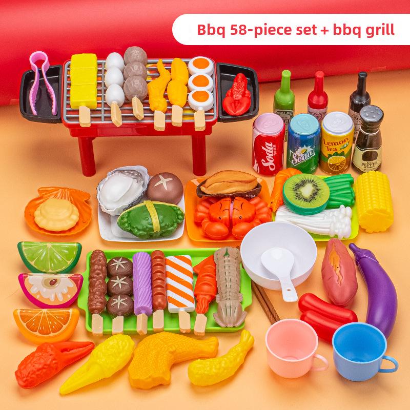 Kids' Pretend Play BBQ Set: Grilled Meat & Skewers Kitchen Toy