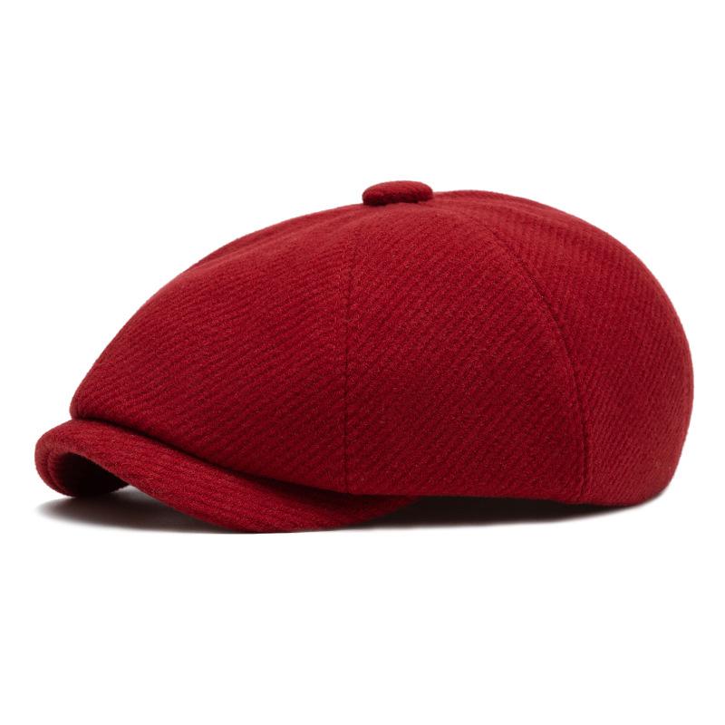 Autumn Winter Octagonal Cap Men's Warm Beret British Newsboy Cap Painter's Cap