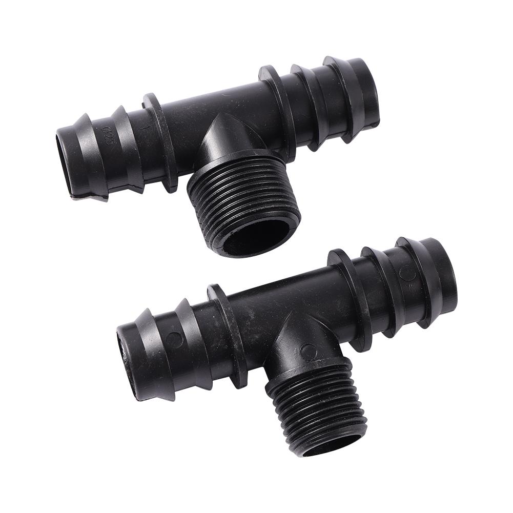 10Pcs DN25 1/2" 3/4" Male Thread PE Pipe 3-Way Elbow Straight Barb Connector Garden Pipe Hose Connector Watering System Joints