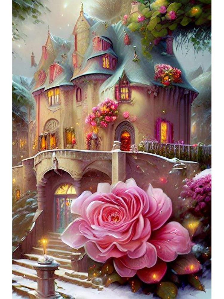 5D DIY Malowanie Diamentowe Wymarzony Kwiat i Trawa Łódź Krajobraz Księżyc Mozaika Krajobraz Haft Krzyżykowy Dekoracja Domu